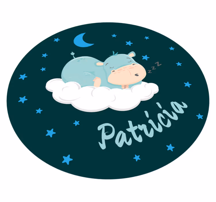 Covor de vinil pepiniere hipopotam somnoros cu nume - TenStickers
