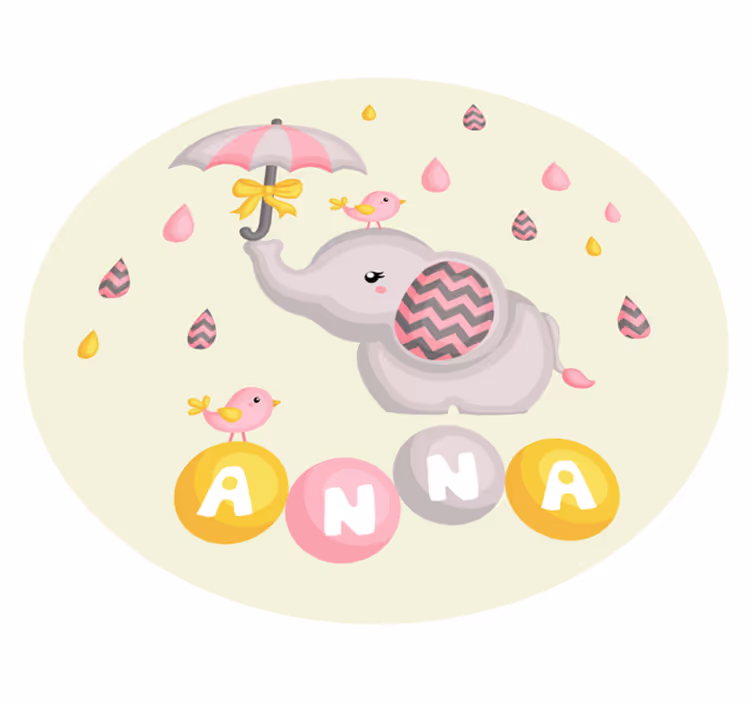 Covor de vinil cu nome design drăguț de elefant - TenStickers