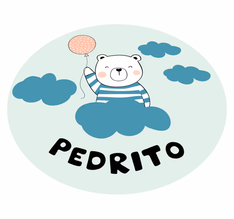 Covor de vinil cu nome balon ursuleț vesel - TenStickers