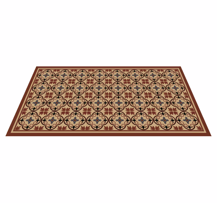 Covor de vinil mozaic elemente florale geometrice - TenStickers