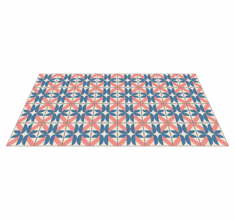 Covor vinil efect de țiglă model geometric roz albastru - TenStickers
