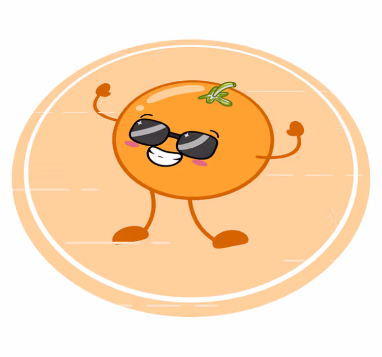 Covoruri vinil rotund personaj portocaliu vesel - TenStickers