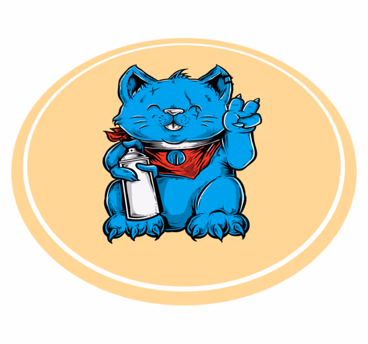 Covor vinil animal pisică albastră cu biberon - TenStickers
