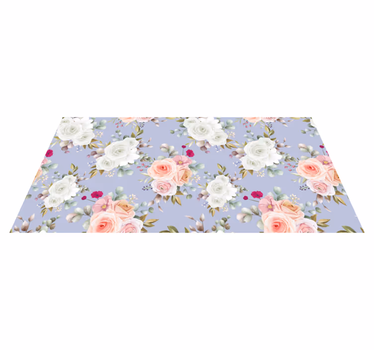 Covor floral acuarel albastru și violet - TenStickers