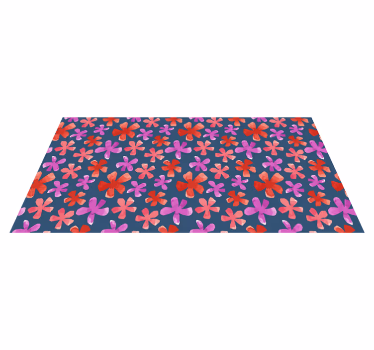 Covor vinil flori și plante modele violet și roșu - TenStickers