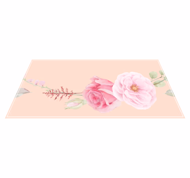 Covor vinil flori și plante flori roz pal - TenStickers