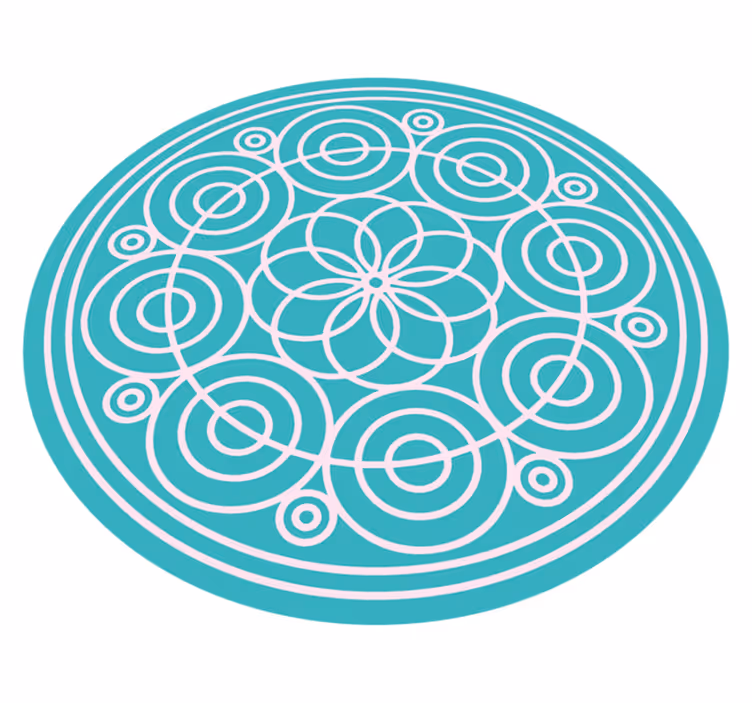 Covor vinil mandala model circular turcoaz - TenStickers