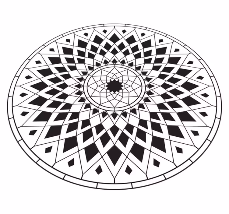 Covor vinil mandala motiv negru complex - TenStickers