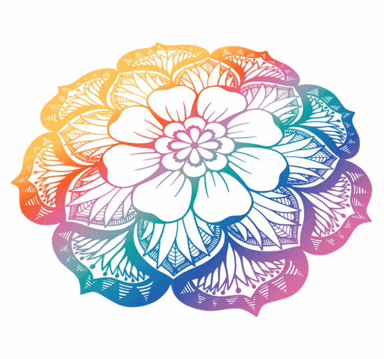 Covor vinil mandala motiv floral colorat - TenStickers