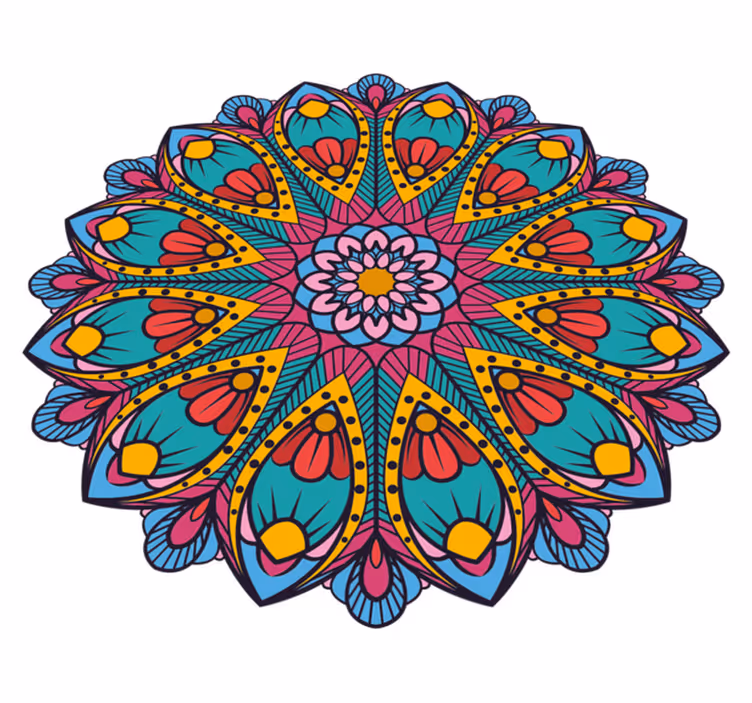 Covor vinil mandala ilustrație florală colorată - TenStickers