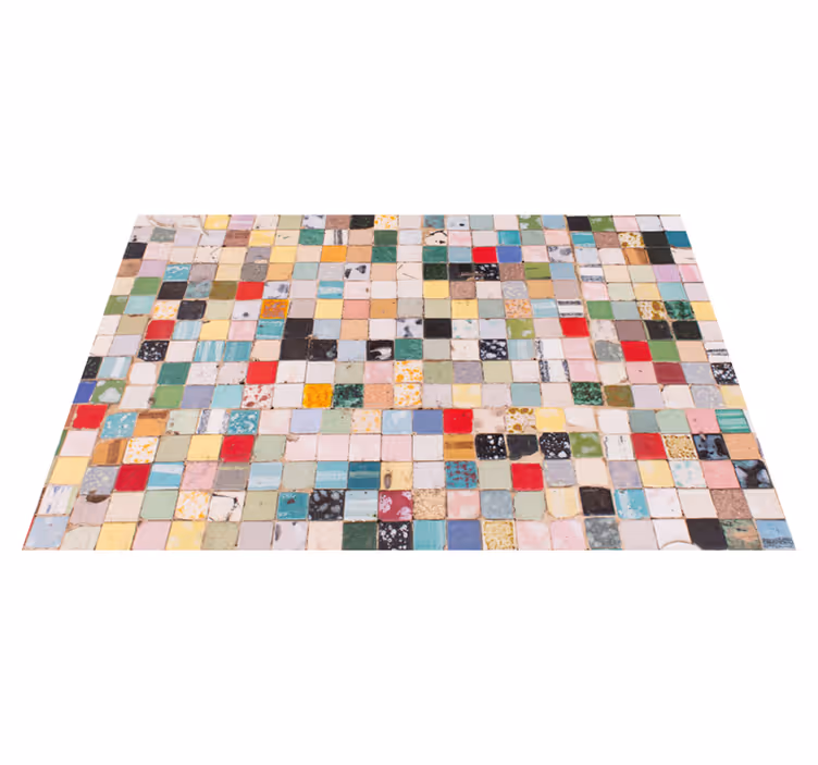 Covor de vinil pentru baie gresie vechi colorate - TenStickers