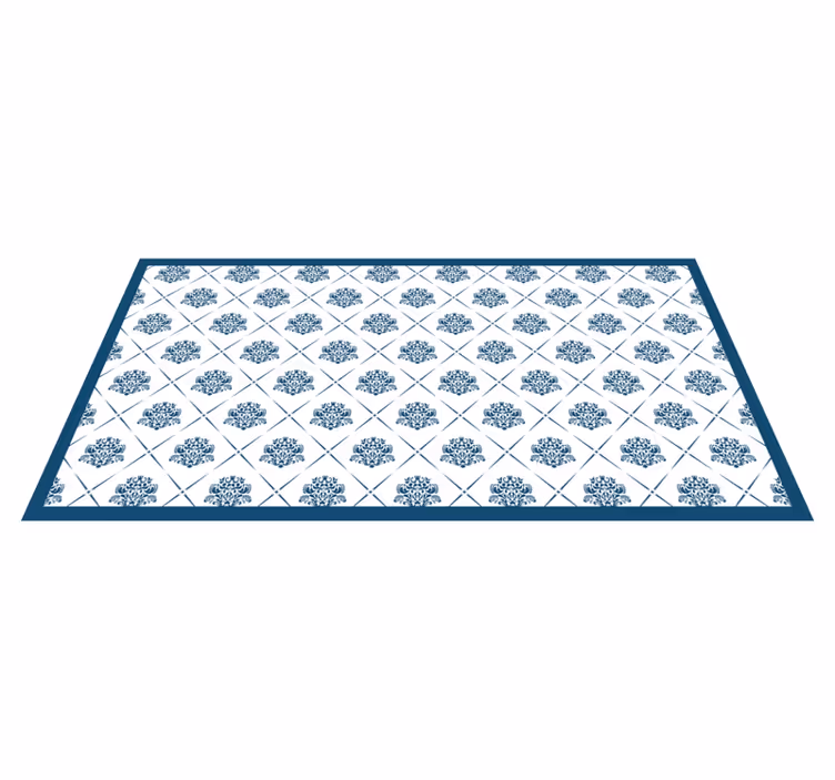 Covor de vinil pentru baie motiv floral albastru - TenStickers