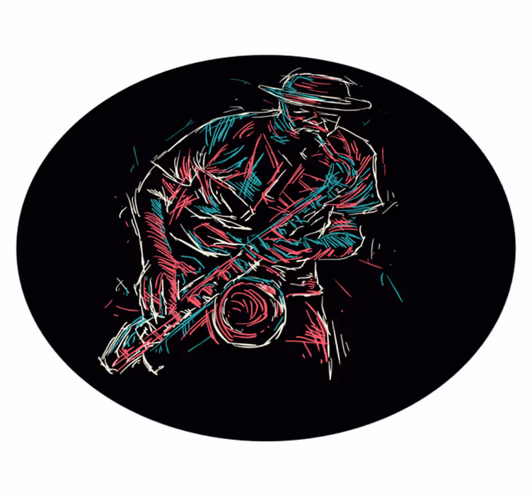 Covoruri vinil rotund spectacol de muzician de jazz - TenStickers