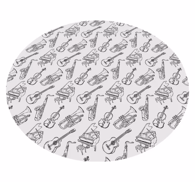 Covoruri vinil rotund motivul instrumentelor muzicale - TenStickers