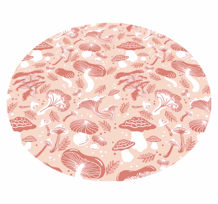 Covoruri vinil rotund artă botanică cu ciuperci - TenStickers