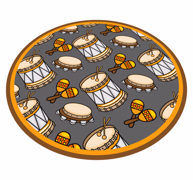 Instrument muzical tambur icoane covor circular - TenStickers