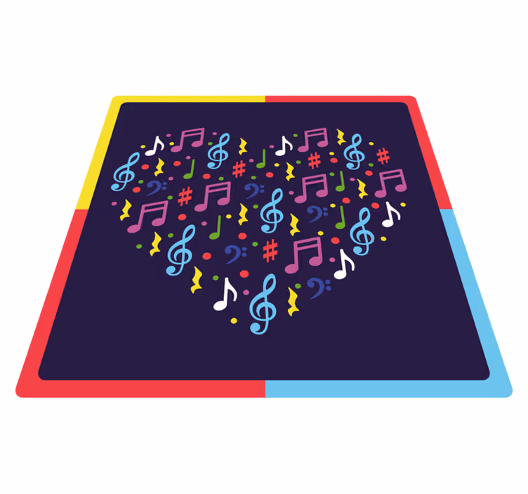 Covor colorat cu note muzicale inimioare pătrat din vinil - TenStickers