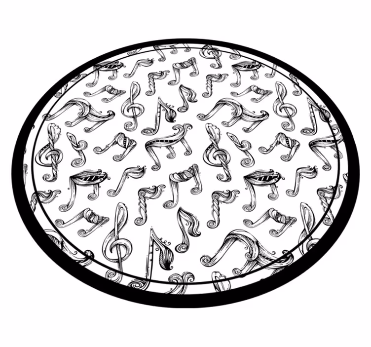 Covor circular model de note muzicale desenate manual - TenStickers