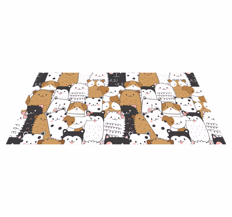 Covor vinil animal chipuri adorabile de animale - TenStickers