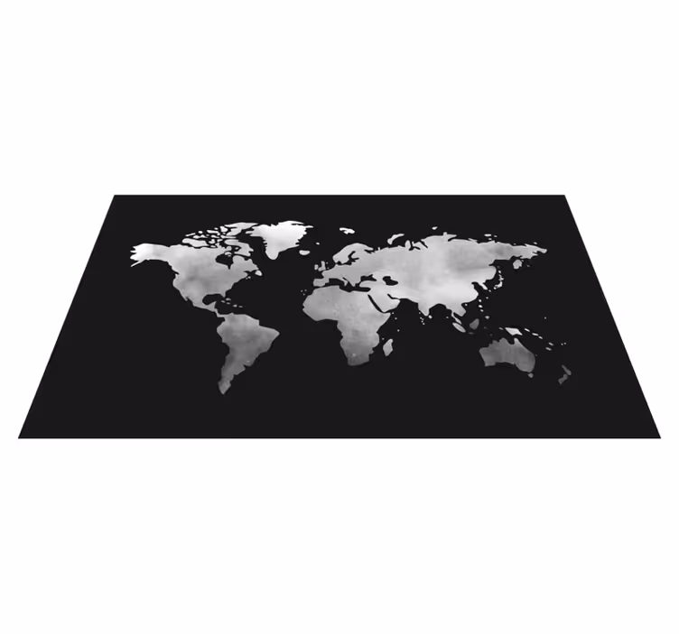 Covor de vinil harta lumii efect metalic gri - TenStickers