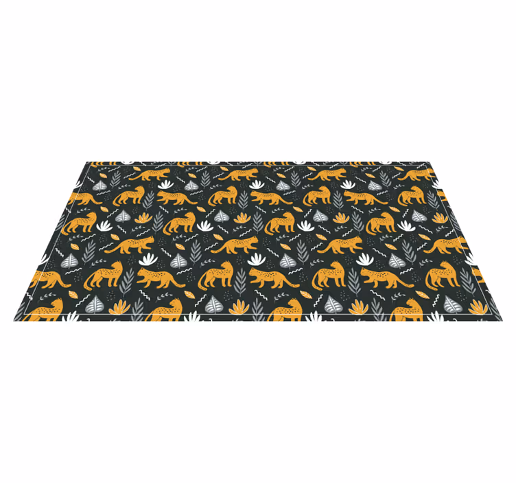 Covor vinil animal frunze cu model de leopard - TenStickers