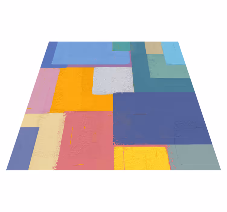 Covor pictură abstractă pătrate colorate vinil - TenStickers