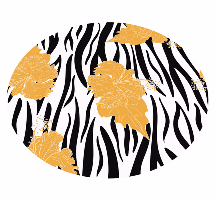 Covor vinil print animalier motiv floral zebră - TenStickers