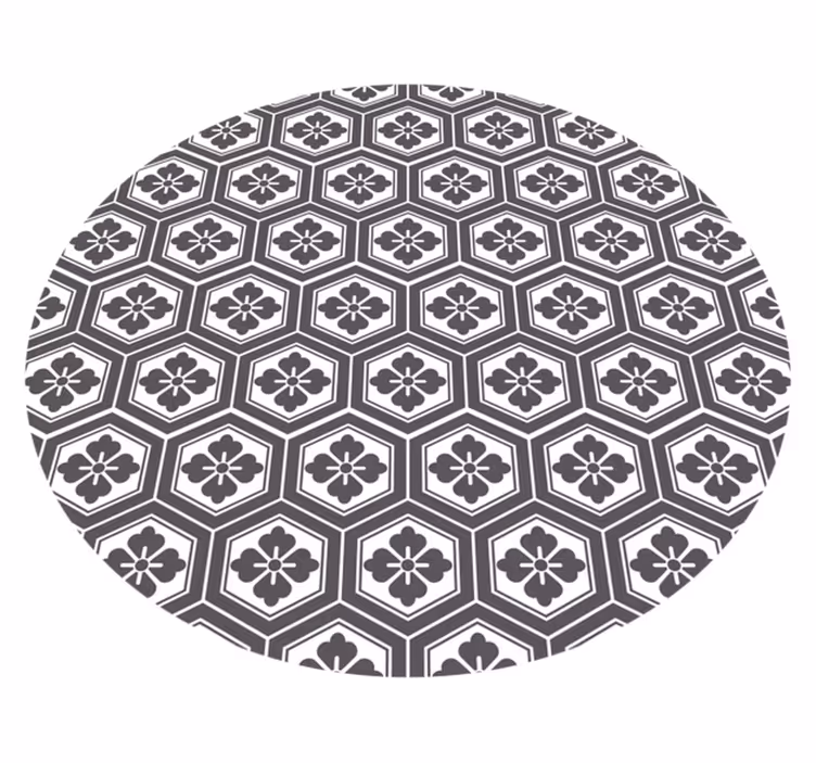 Covoruri vinil rotund cu motiv floral hexagonal - TenStickers