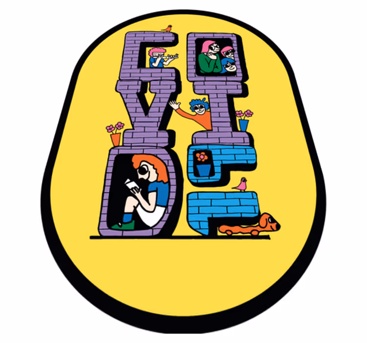 Alții covor de vinil personaje covid care stau acasă - TenStickers