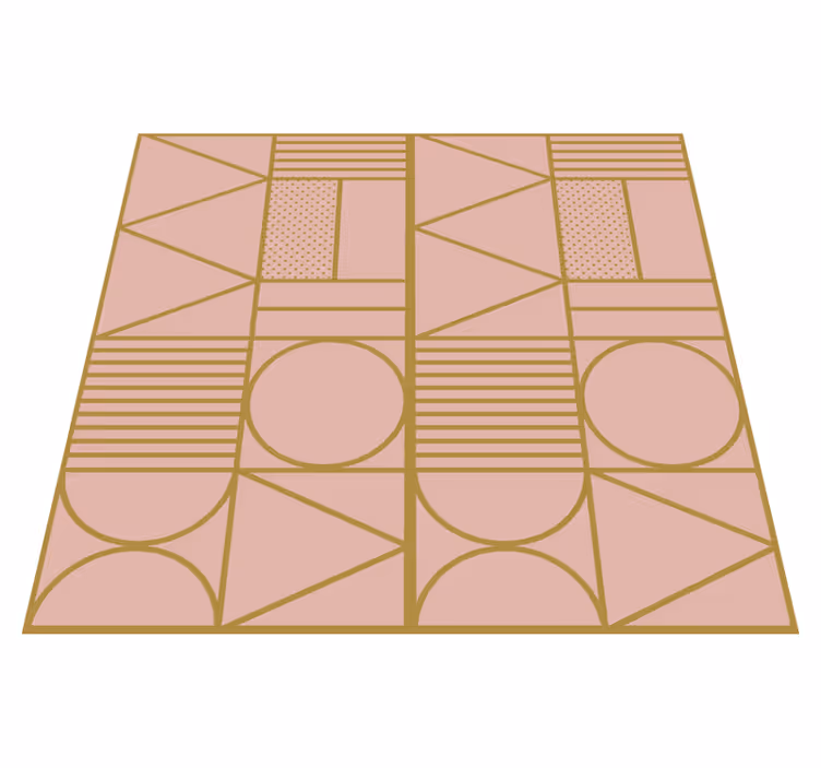 Covor de vinil geometric model auriu și roz - TenStickers
