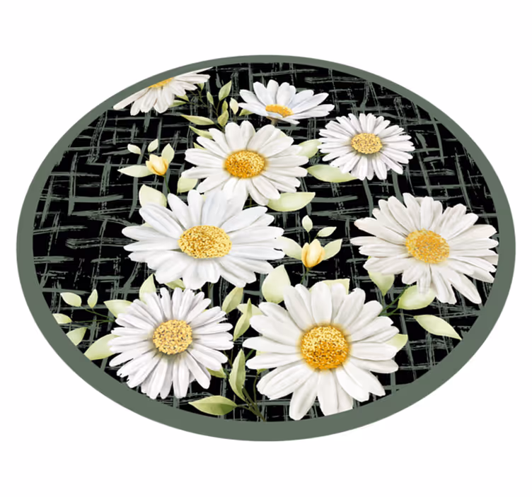 Margarete realiste pe covor floral cu dungi - TenStickers