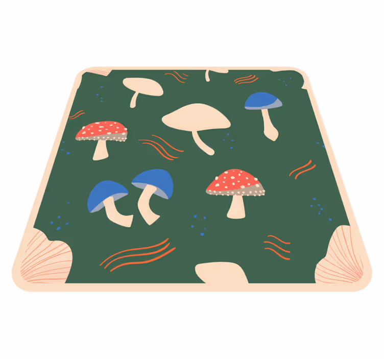 Covor vinil cu aspect de natura artă vibrantă cu ciuperci - TenStickers