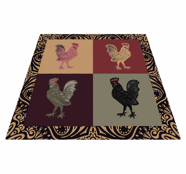 Covor vinil animal cocoș în plăci clasice - TenStickers