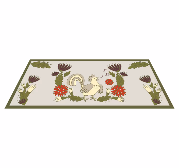 Covor vinil animal cocoș floral fermecător - TenStickers