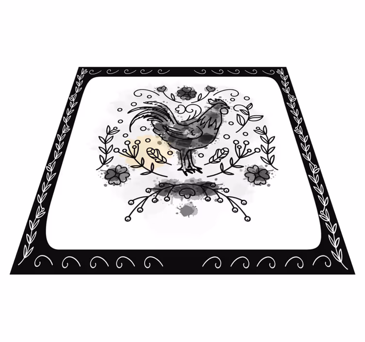 Covor de vinil pătrat cocoș alb-negru - TenStickers