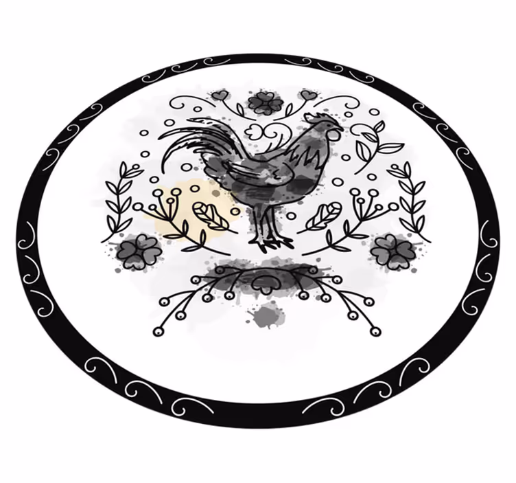 Covor vinil animal schiță de cocoș negru - TenStickers