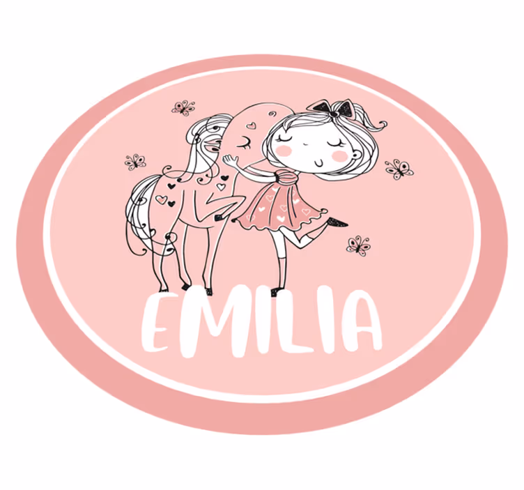 Covor de vinil Adolescenți fată și cal cu nume - TenStickers