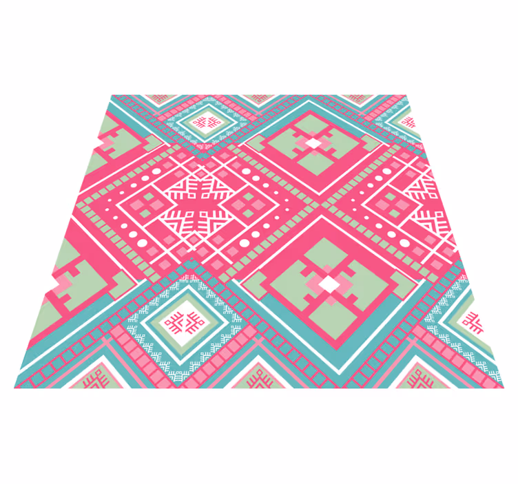 Covor etnic cu design geometric albastru și roz - TenStickers