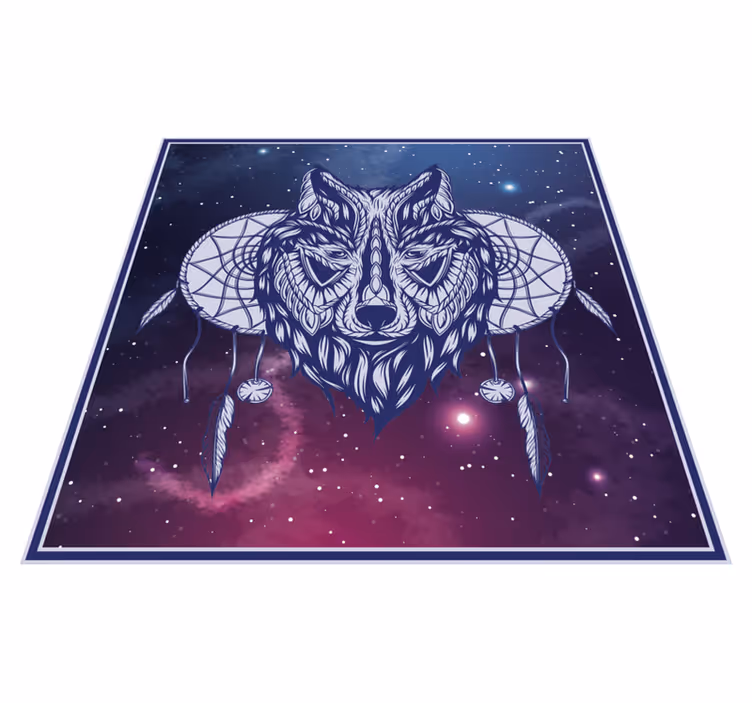 Covor vinil dormitor cu motiv de visător lup - TenStickers