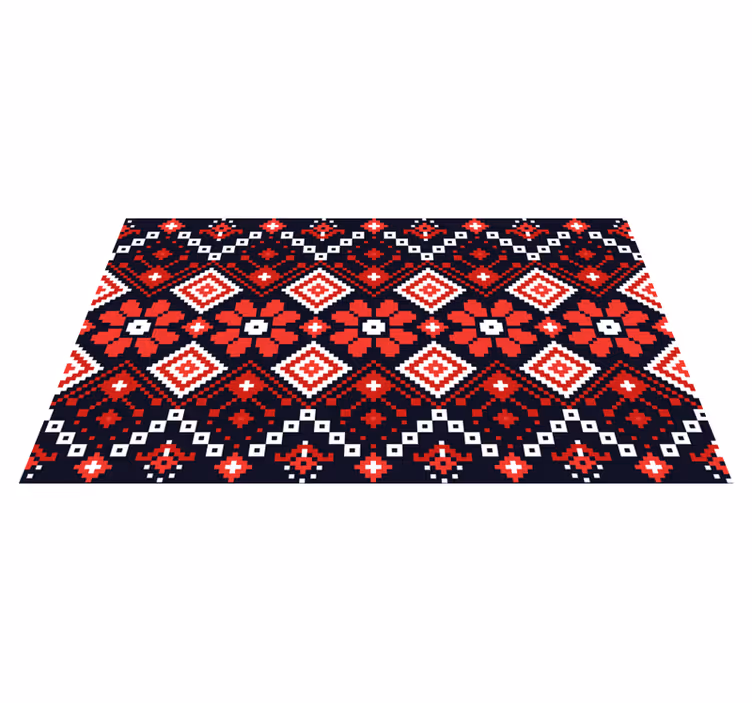 Covor etnic cu model geometric alb și roșu - TenStickers