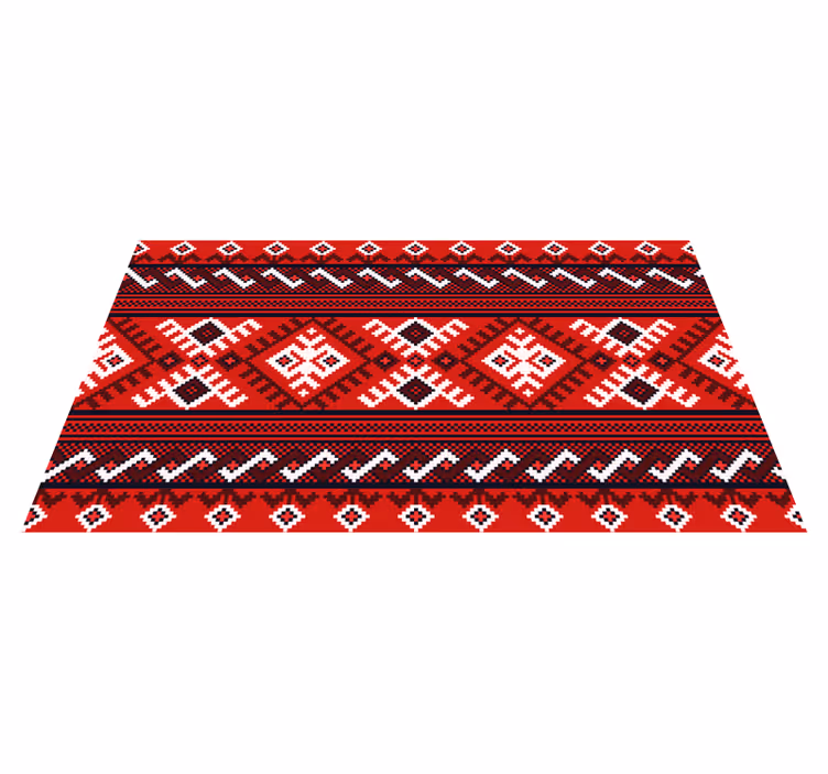 Covor de vinil etnic modele geometrice roșii - TenStickers