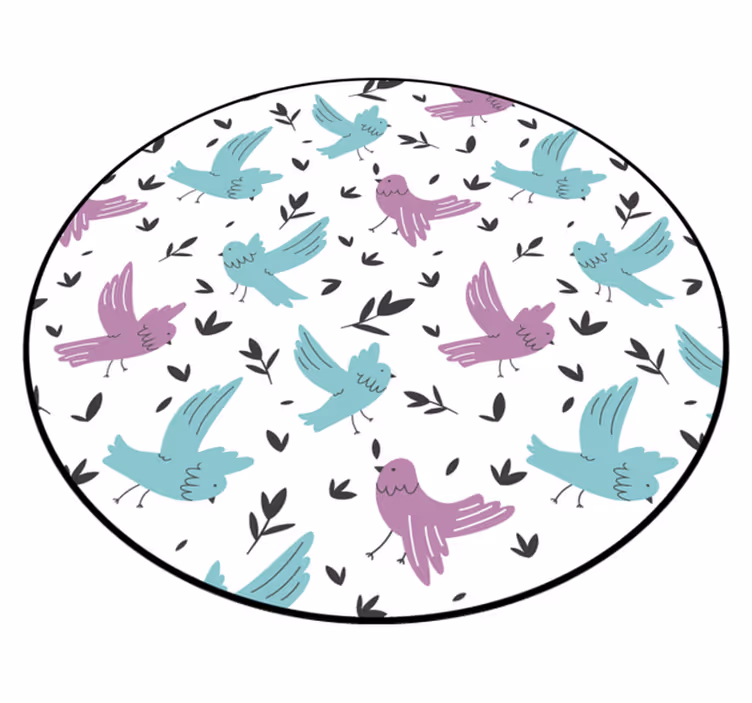 Covor vinil cu aspect de natura păsări albastre și violete - TenStickers