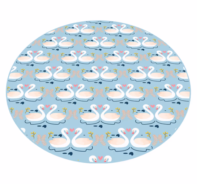 Albastru deschis cu covor circular de lebede - TenStickers