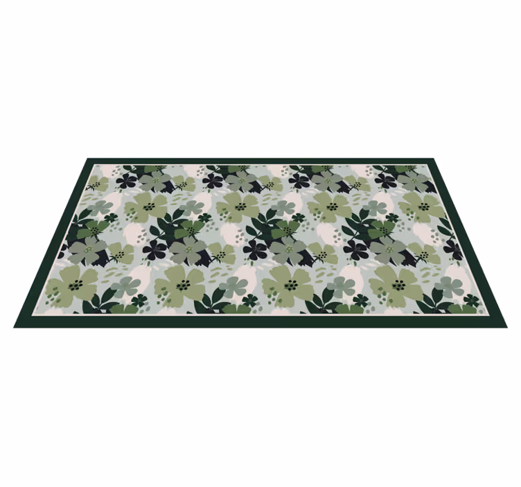 Covor vinil flori și plante verde cu model floral - TenStickers