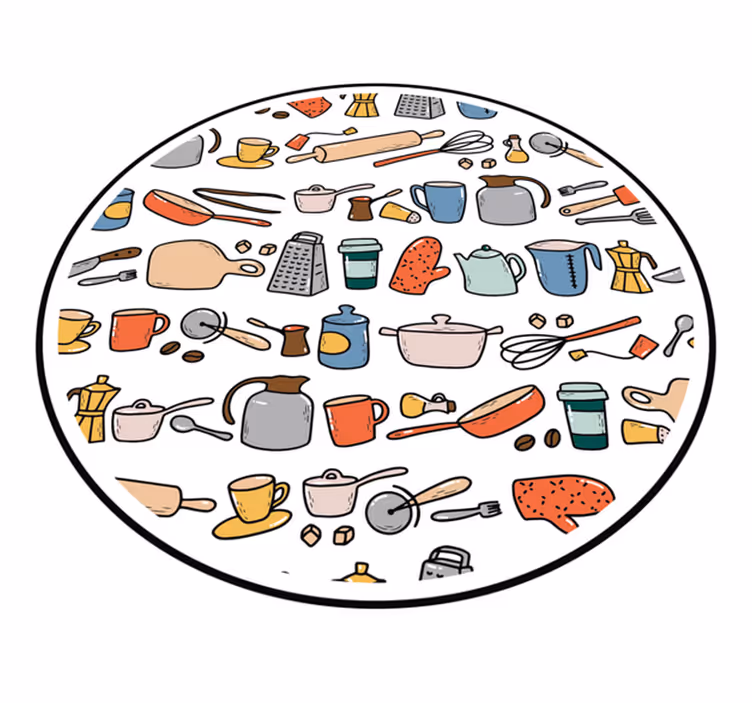 Covor de vinil pentru bucătărie colecția de unelte culinare - TenStickers