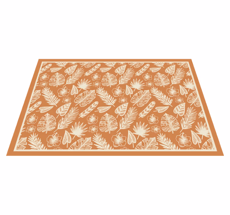 Frunze albe pe fundal portocaliu covor floral - TenStickers