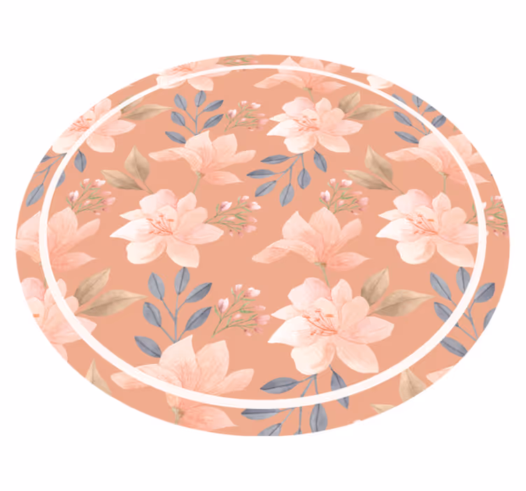 Covor vinil flori și plante model floral de piersică - TenStickers