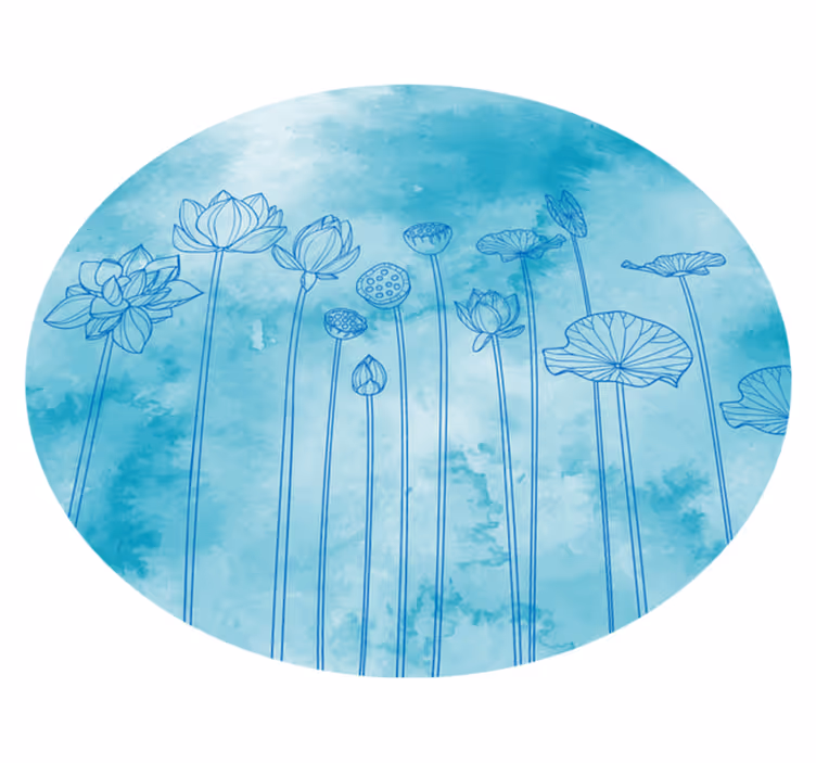 Covor vinil flori și plante stropi de lotus albastru - TenStickers