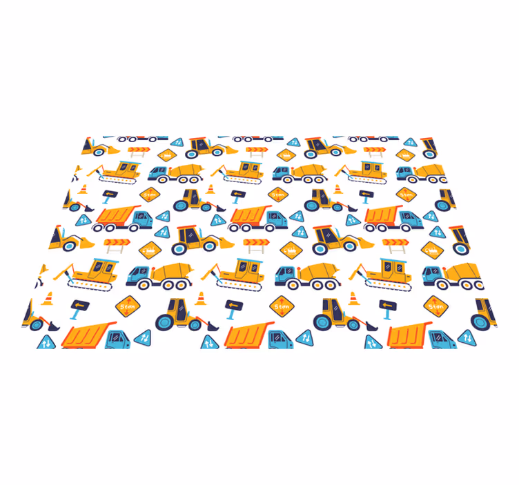 Covor de vinil drumuri modelul vehiculelor de construcții - TenStickers