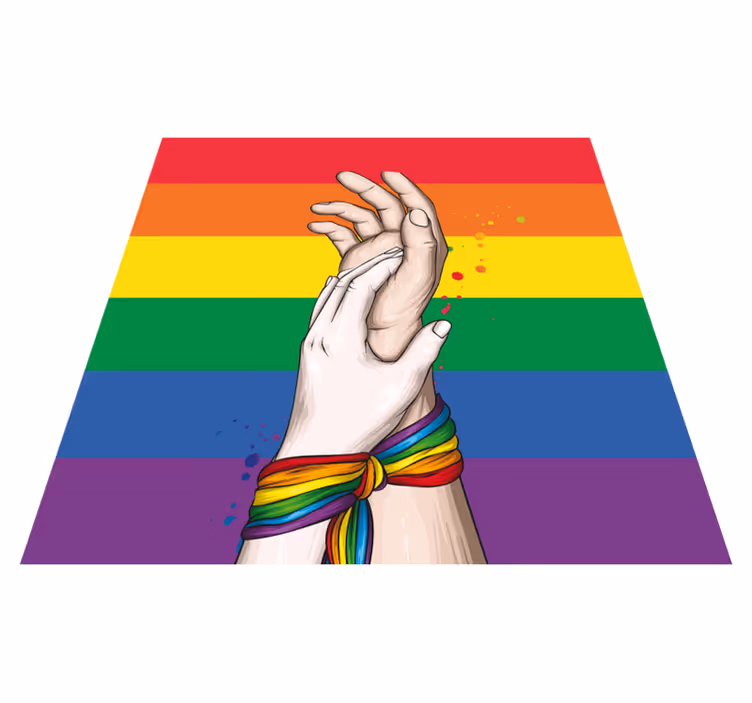 Covor vinil evenimente curcubeu cu mâini unite - TenStickers